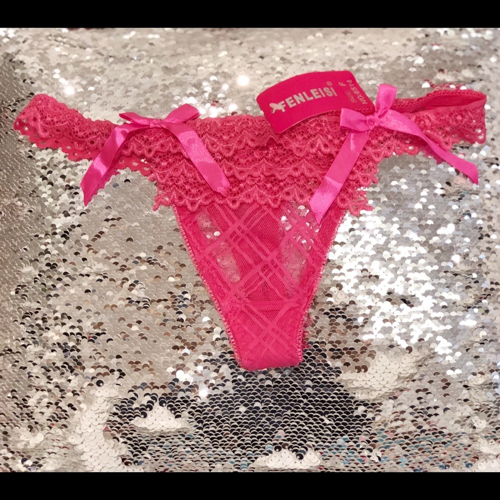 Sexy Pink Lace Thong
